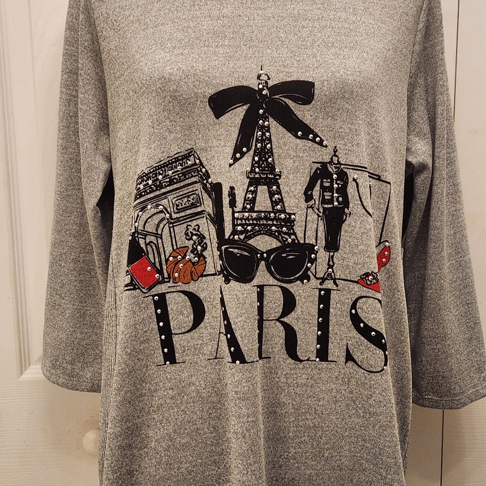 Gray Paris Graphic Tunic Sz XL
